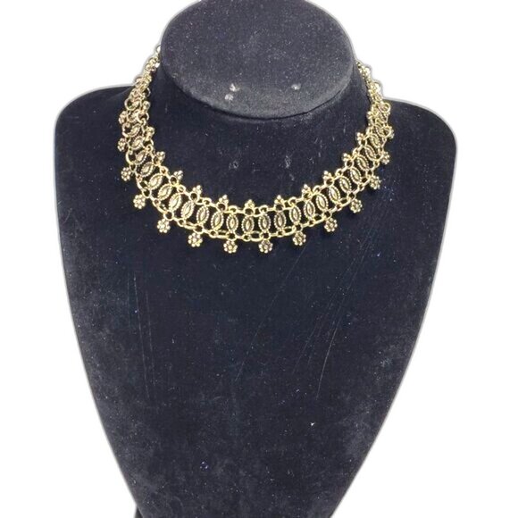 Statement Necklace – Antique Gold Filigree Choker Boho Festival Vintage-Inspired - Picture 4 of 10